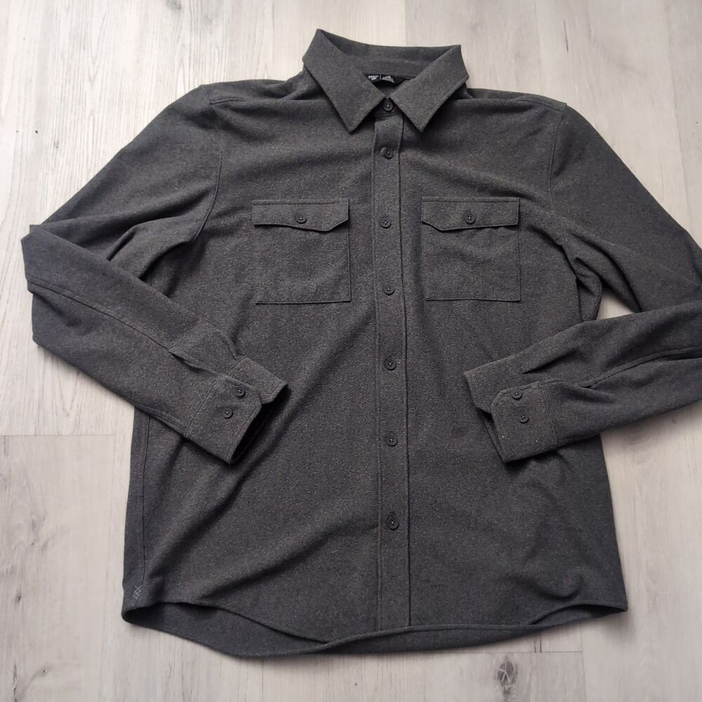Rhone Stowaway Overshirt Men's Large Heather Asphalt Long-Sleeves